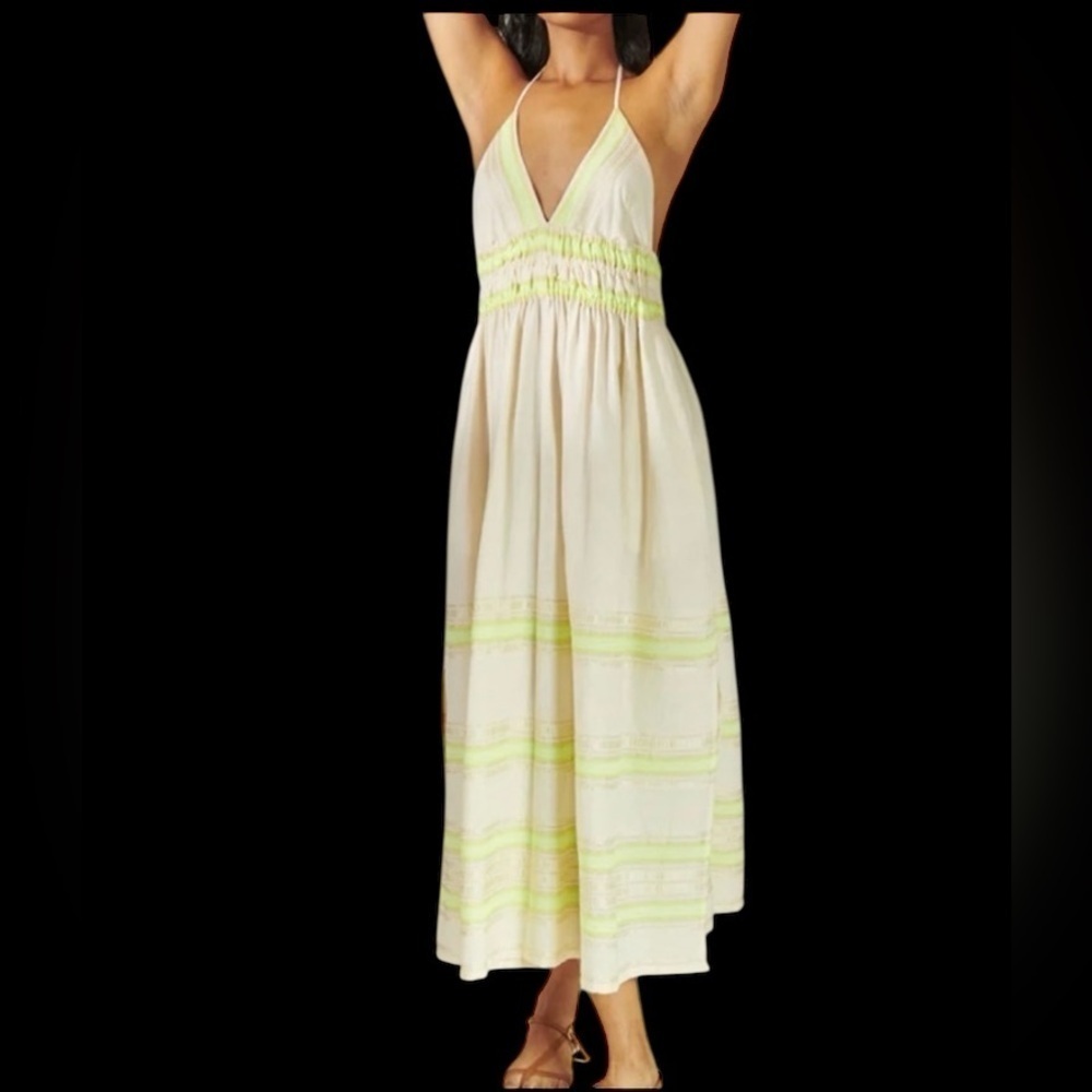 LEMLEM Women’s summer resort halter maxi dress keylime NEW large